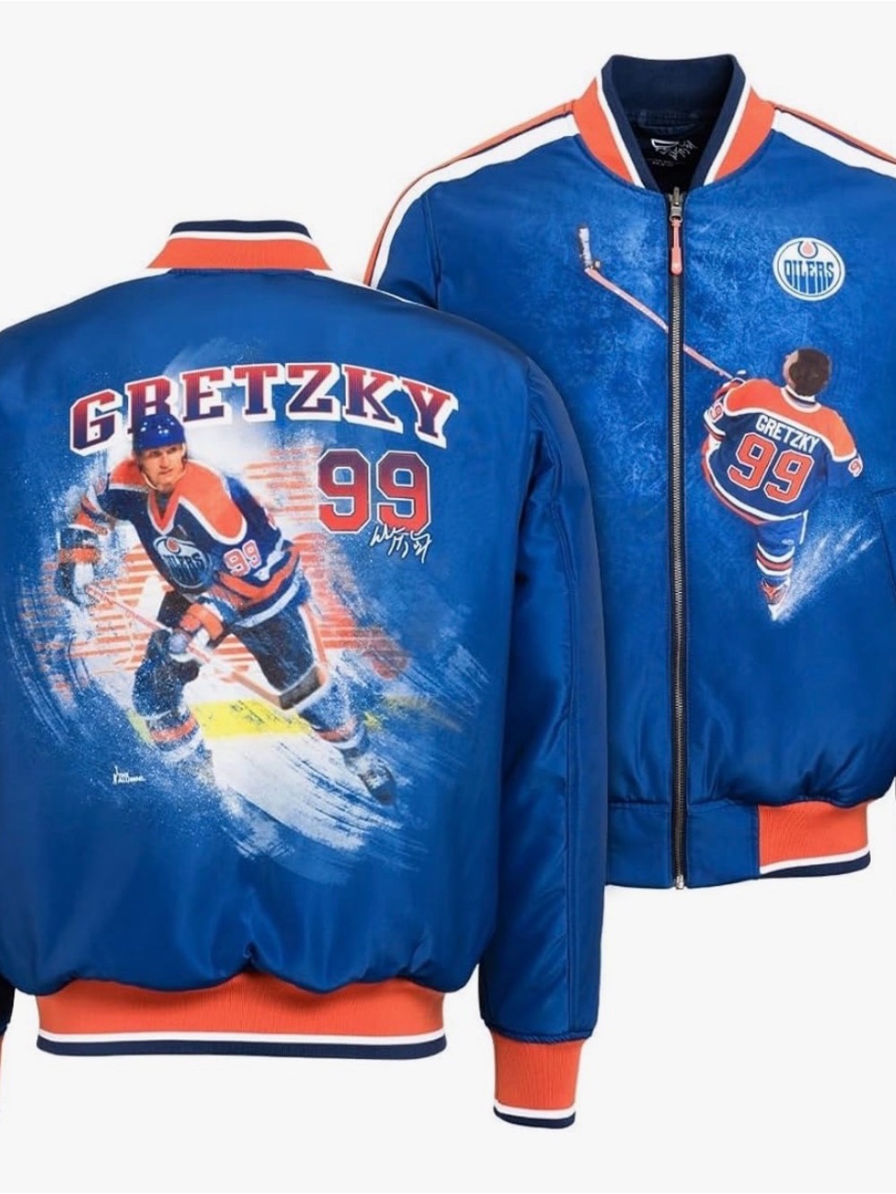FE NHL Unisex-Adult Legends Reversible Bomber Jacket Edmonton Gretzky NWT M